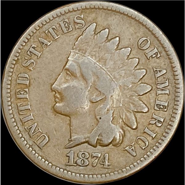 1874 Indian Head Cent LIGHTLY CIRCULATED