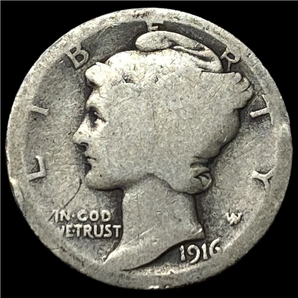 1916-D Silver Mercury Dime NICELY CIRCULATED