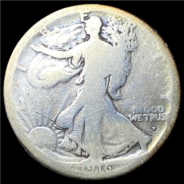 1916-D Silver Walking Liberty Half Dollar  NICELY CIRCULATED