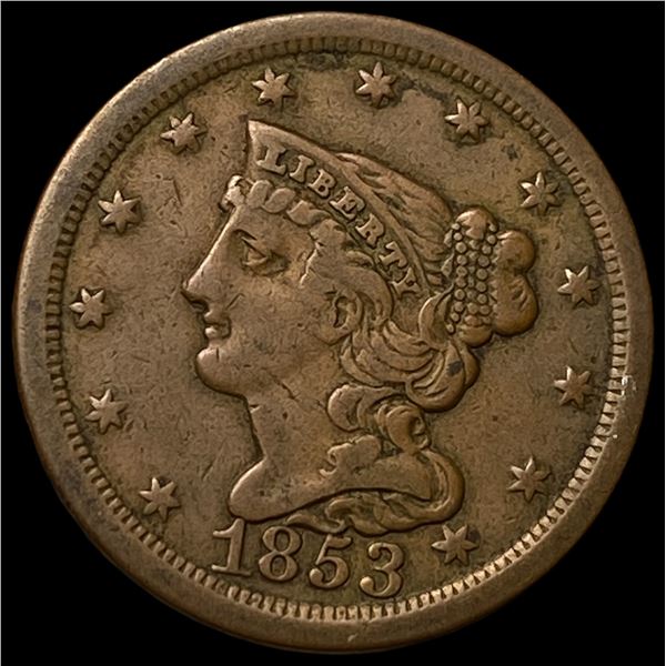 1853 Braided Hair Half Cent LIGHTLY  CIRCULATED