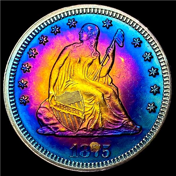 1875 Toned Seated Liberty Quarter  UNCIRCULATED