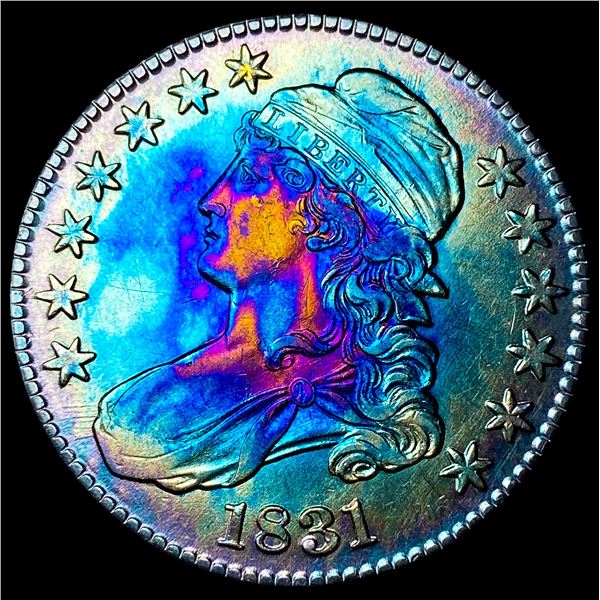1831 Toned Capped Bust Half Dollar CLOSELY  UNCIRCULATED