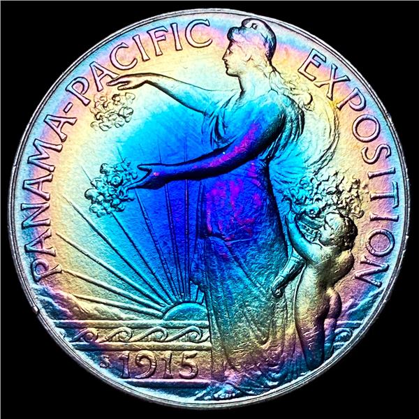 1915-S Toned Silver Panama-Pacific Half  Dollar UNCIRCULATED