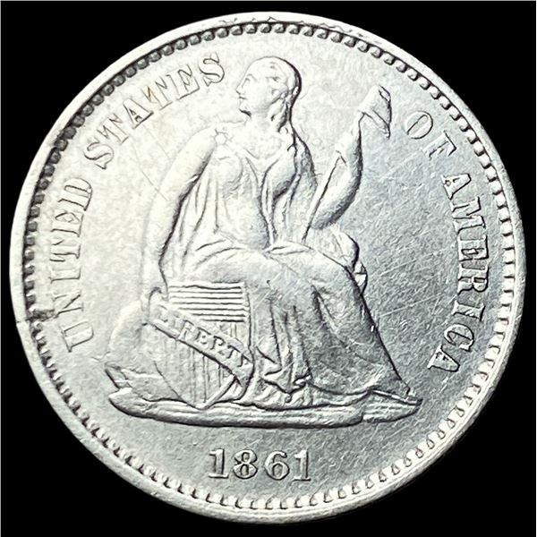 1861 Silver Seated Liberty Half Dime CLOSELY  UNCIRCULATED