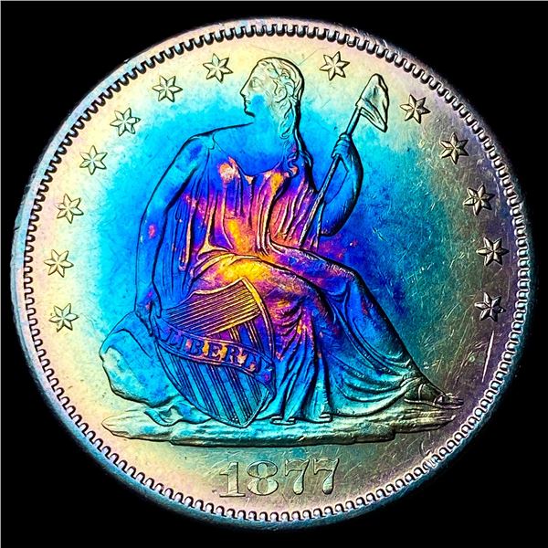 1877-S Toned Silver Seated Liberty Half  Dollar CLOSELY UNCIRCULATED