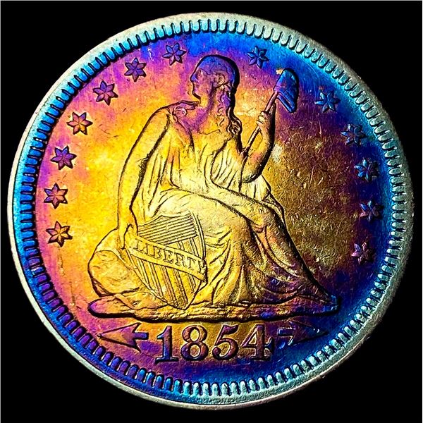 1854 Arrows Seated Liberty Quarter NEARLY  UNCIRCULATED