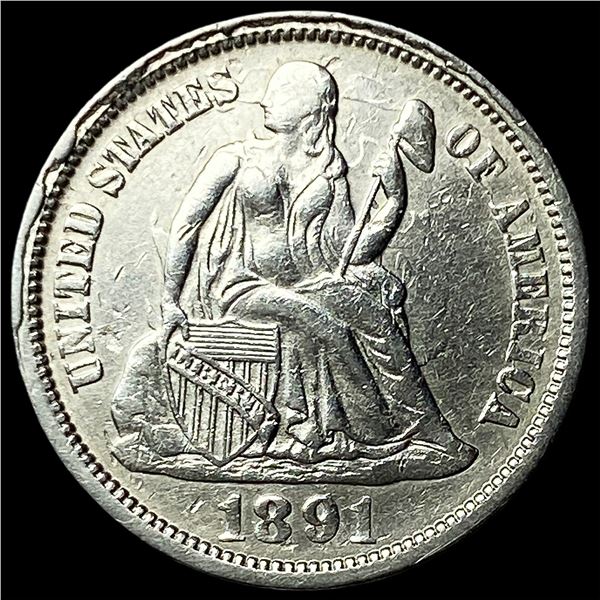 1891-O Silver Seated Liberty Dime CLOSELY  UNCIRCULATED