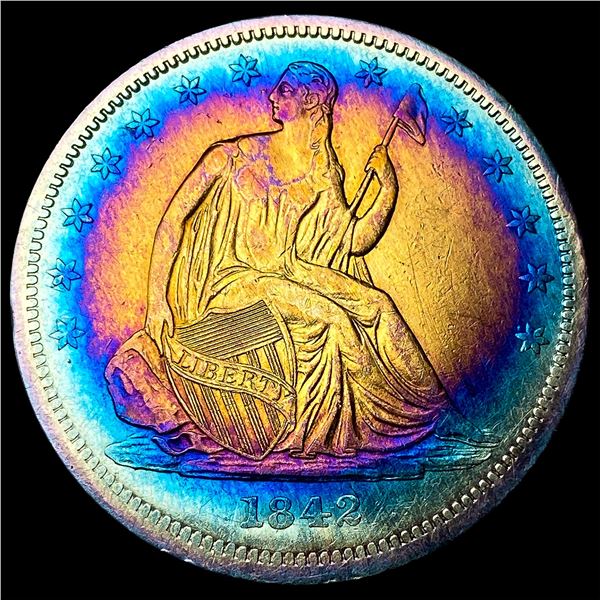 1842 Seated Liberty Half Dollar NEARLY  UNCIRCULATED
