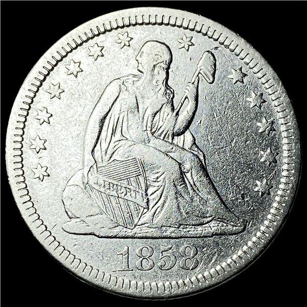 1858 Seated Liberty Quarter NEARLY  UNCIRCULATED