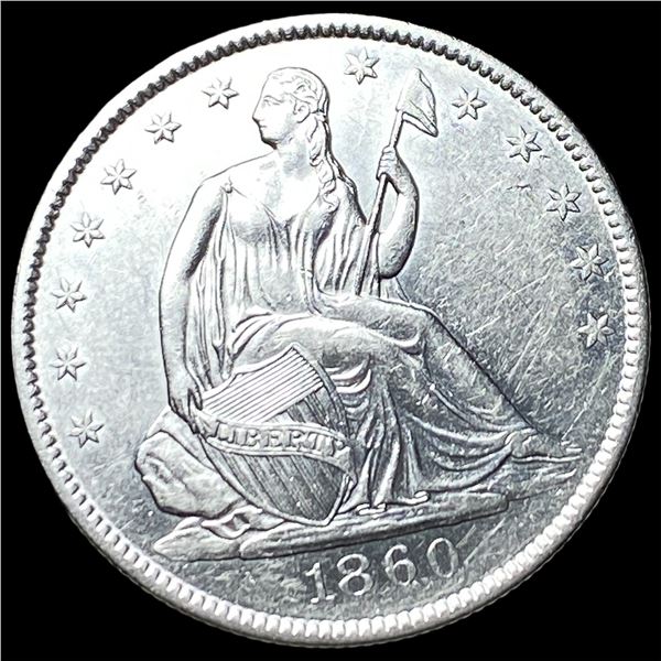 1860-O Silver Seated Liberty Half Dollar  CLOSELY UNCIRCULATED