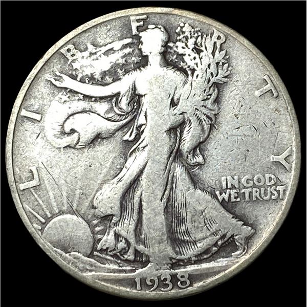 1938-D Silver Walking Liberty Half Dollar  LIGHTLY CIRCULATED