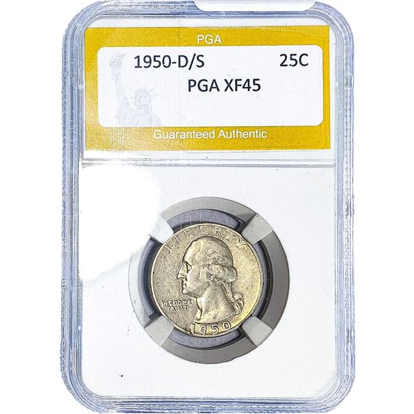 1950-D/S Washington Silver Quarter PGA XF45