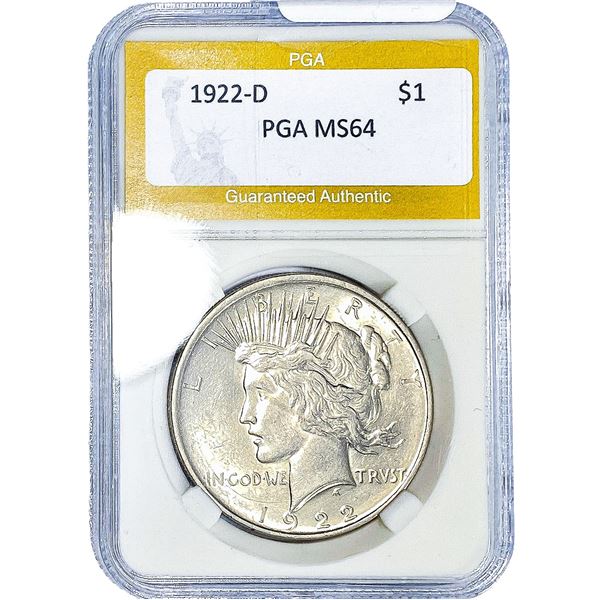 1922-D Silver Peace Dollar PGA MS64