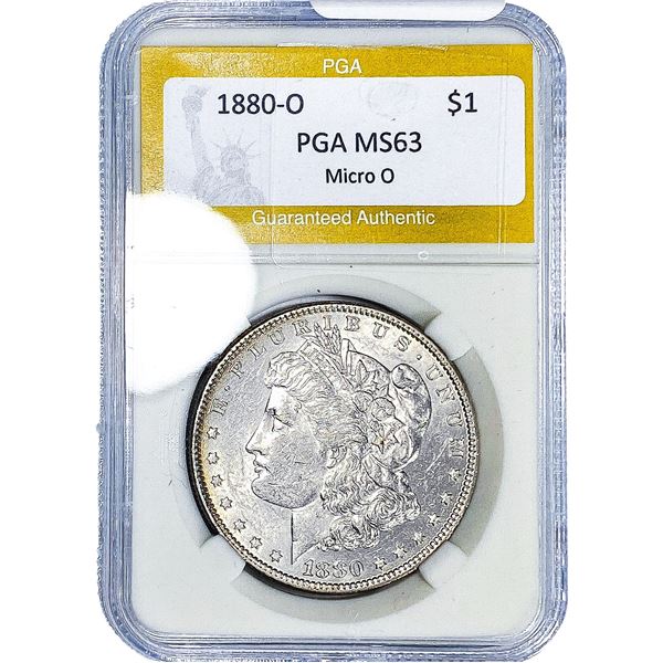 1880-O Morgan Silver Dollar PGA MS63 Micro O