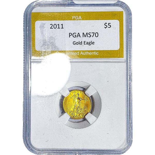 2011 1/10oz $5 Gold Eagle PGA MS70