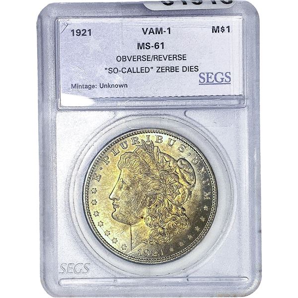 1921 Morgan Silver Dollar SEGS MS61