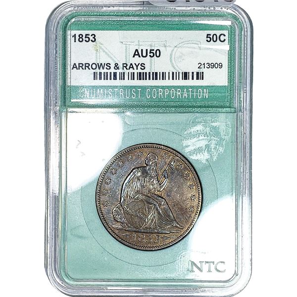 1853 Seated Liberty Half Dollar NTC AU50