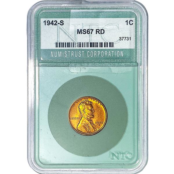 1942-S Wheat Cent NTC MS67 RD