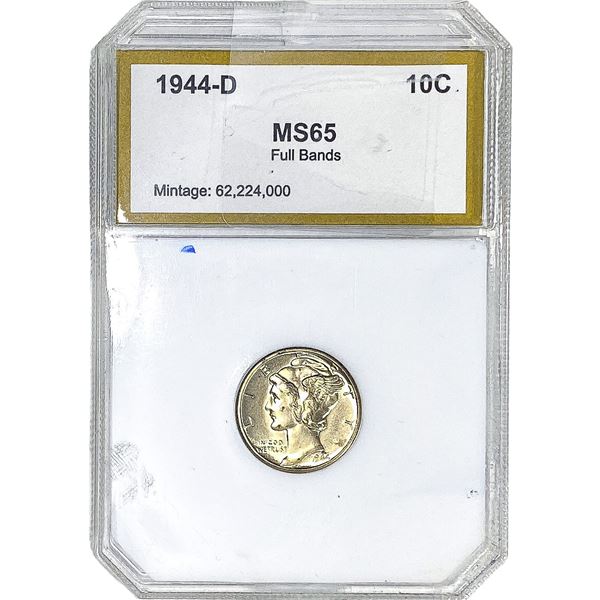 1944-D Mercury Silver Dime PCI MS65 Full Bands