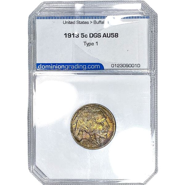 1913 Buffalo Nickel DGS AU58