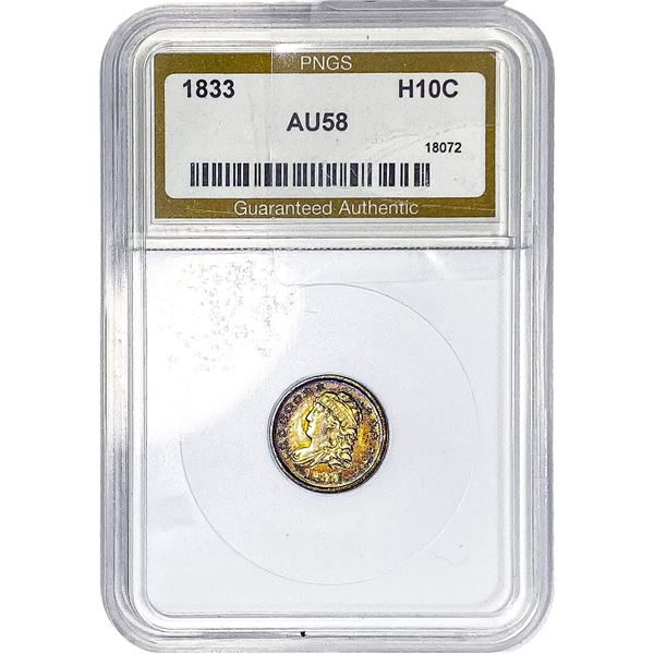 1833 Capped Bust Half Dime PNGS AU58