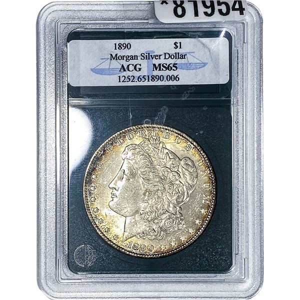 1890 Morgan Silver Dollar ACG MS65