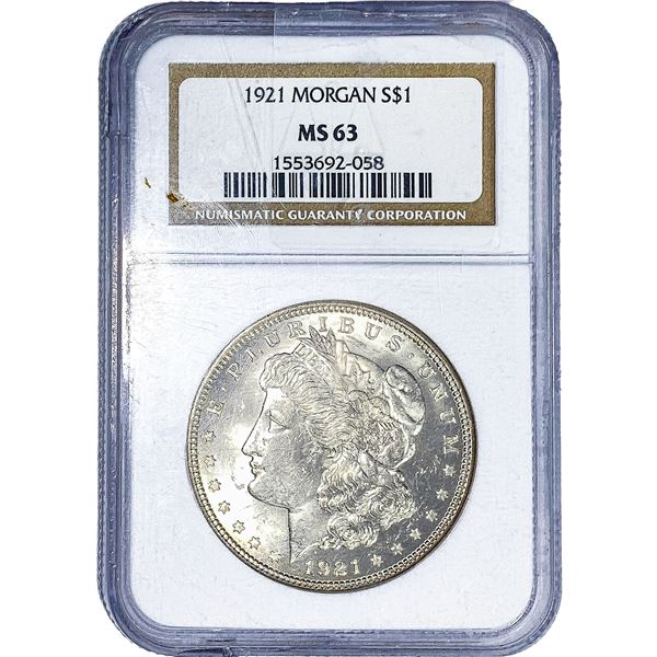 1921 Morgan Silver Dollar NGC MS63