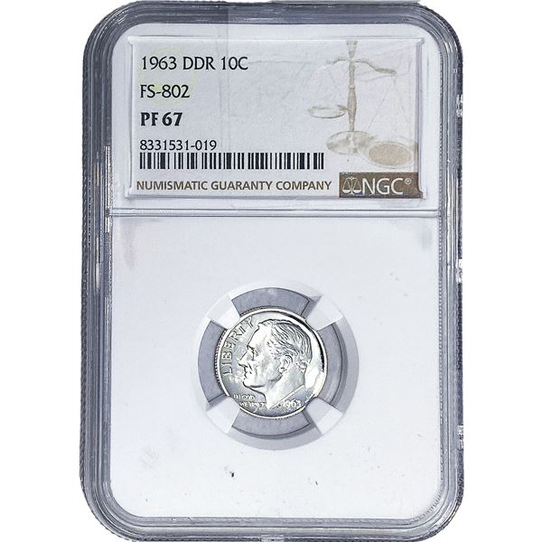 1963 DDR Roosevelt Dime NGC PF67