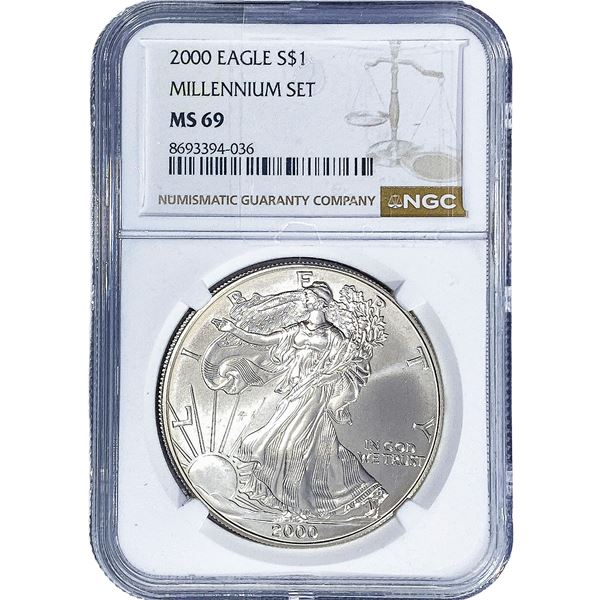 2000 Silver Eagle NGC MS69