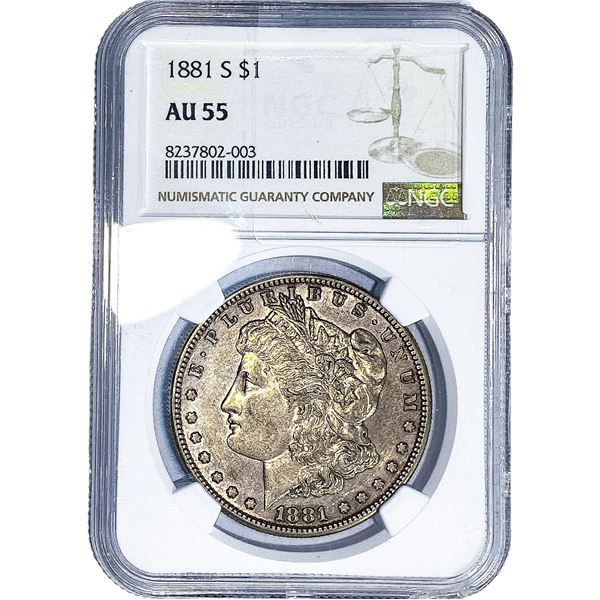 1881-S Morgan Silver Dollar NGC AU55