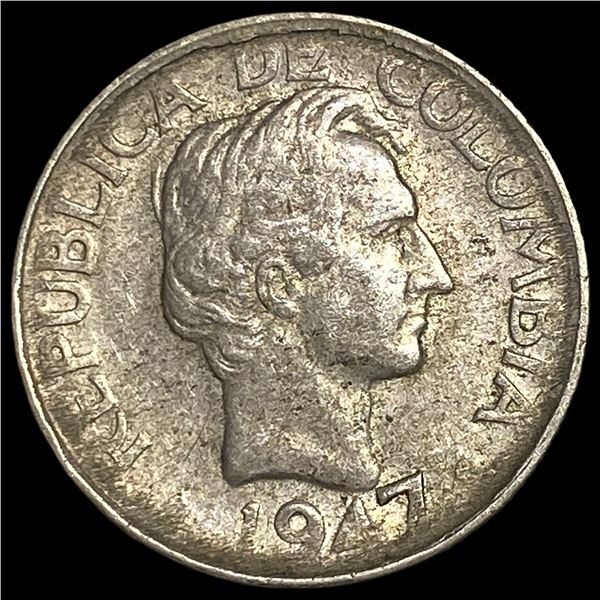 1947B Colombia Silver 10 Centavos