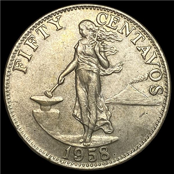 1956 Philippines Silver 50 Centavos