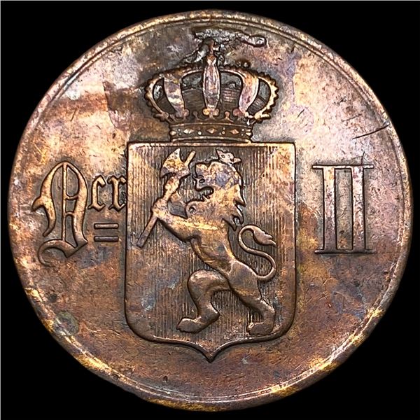 1876 Norway Bronze 5 Ore