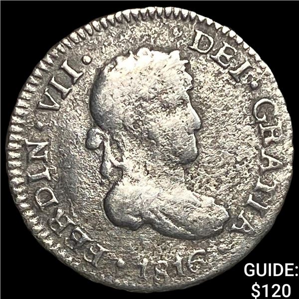 1816 Bolivia Potosi Silve 1/2 Real