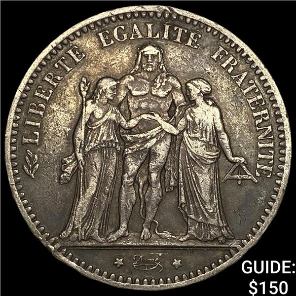 1875A France Silver 5 Francs