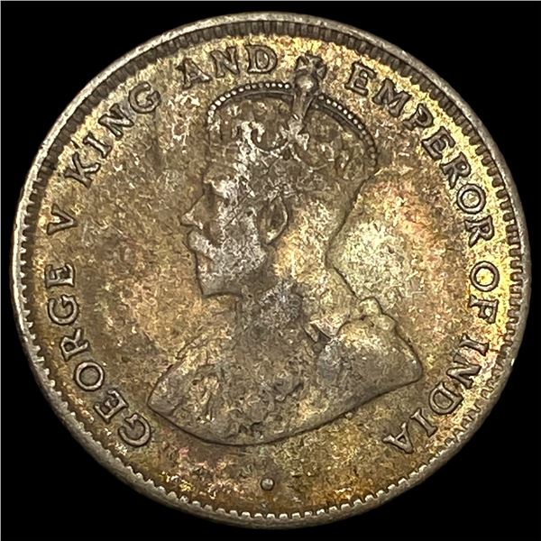1921 Ceylon Silver 10 Cents