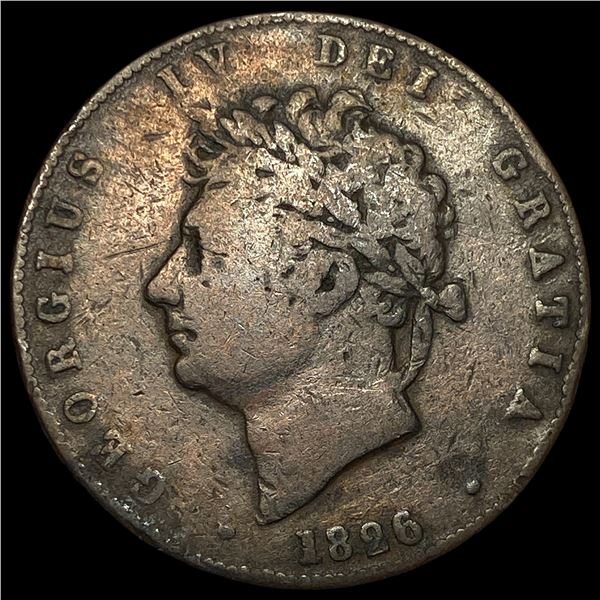 1826 Great Britain Copper 1/2 Penny