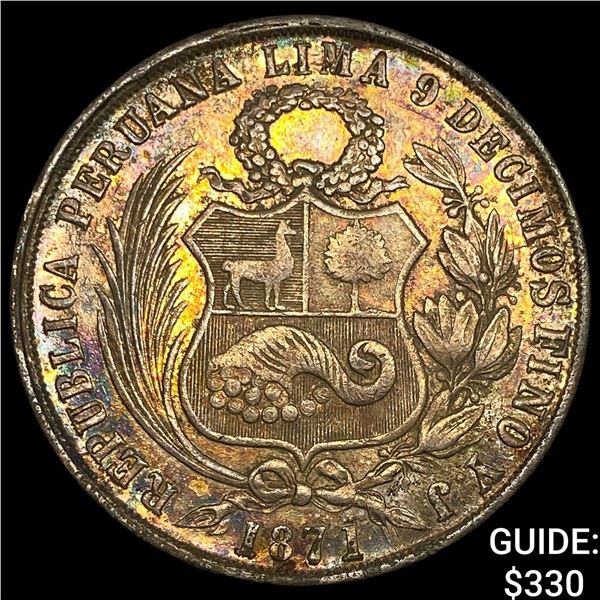 1871 Peru Silver Sol
