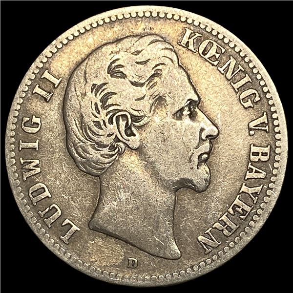 1876 Germany Bavaria Silver 2 Mark