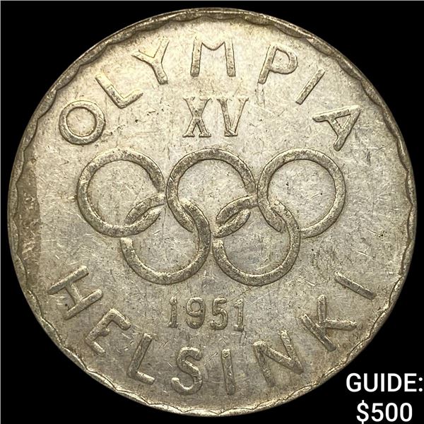 1951 Finland Silver 500 MArkkaa Helsinki Olympics