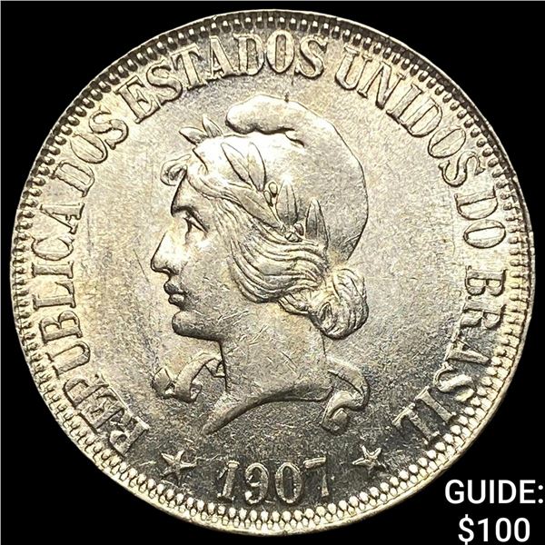 1907 Brazil Silver 1000 Reis