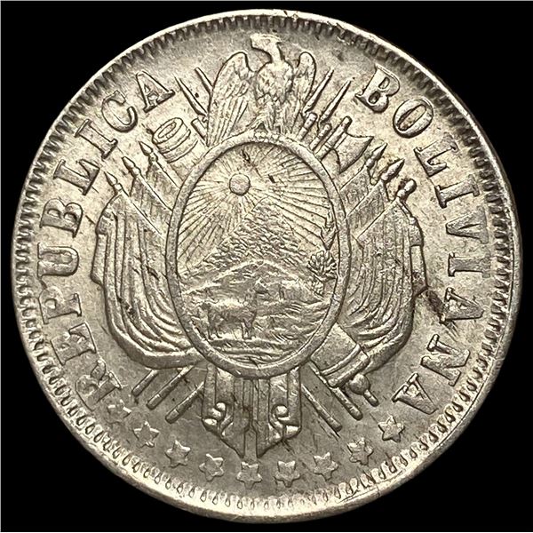 1880 PTS FE Bolivia Silver 20 Cents