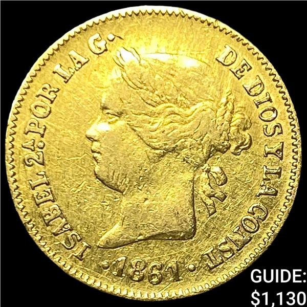 1861 Philippines Gold 1 Peso .0476 AGW