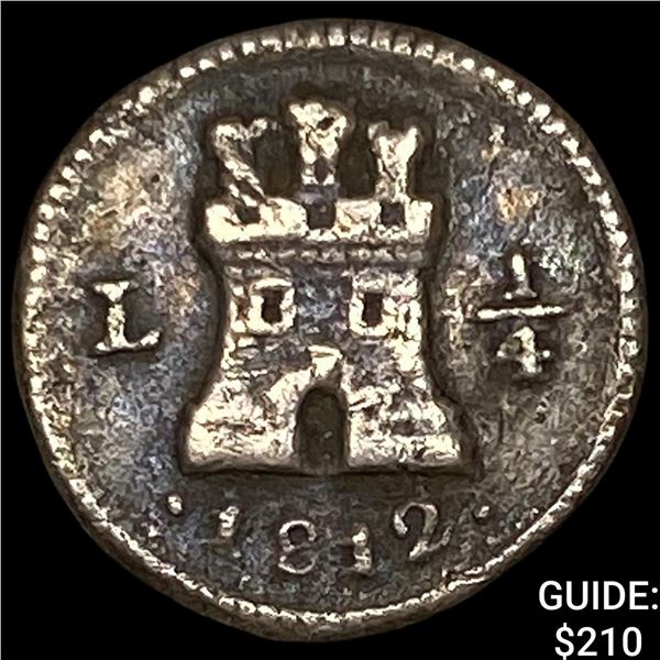 1812 Peru Silver 1/4 Real