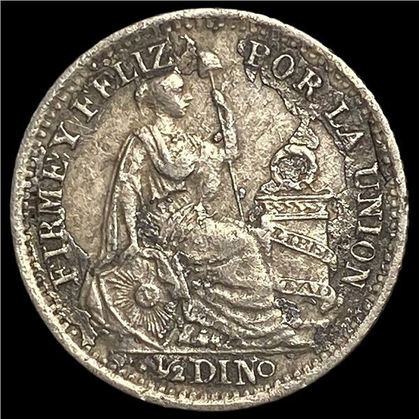 1898 JF Peru Silver 1/2 Dinero