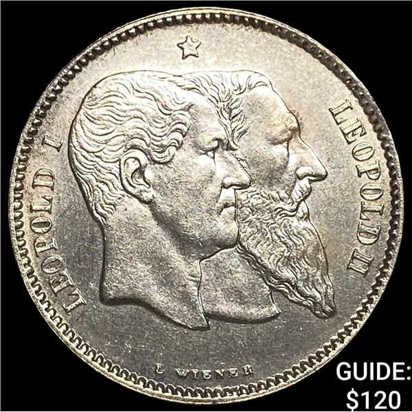 1880 Belgium Silver 1 Franc