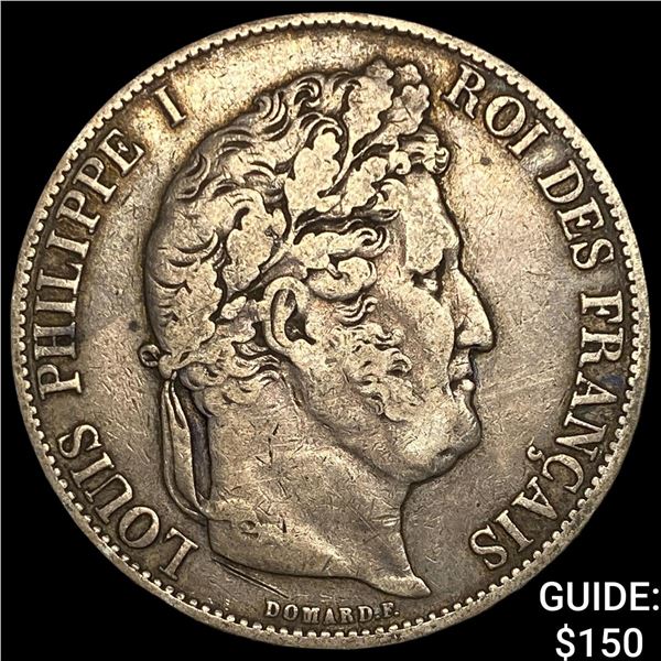 1844 France Silver 5 Francs