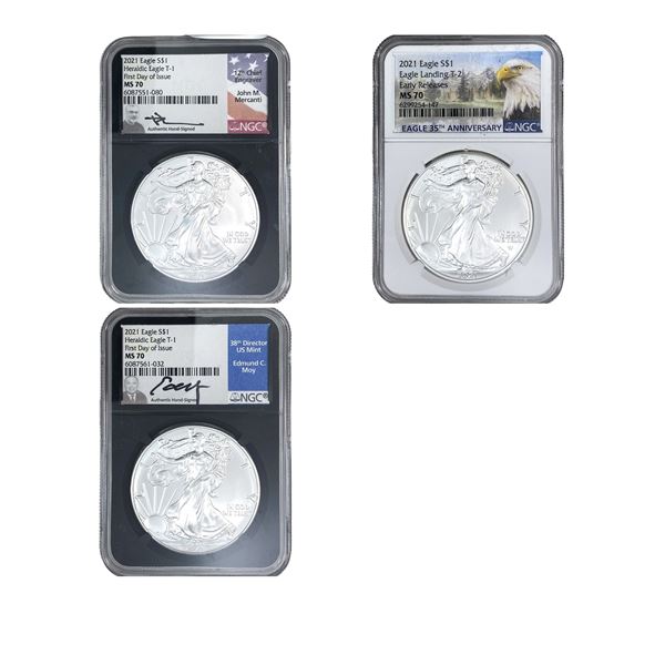 [3 Coins] 2021 Silver Eagle NGC MS70