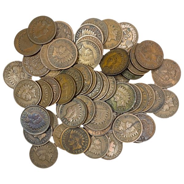 [58 Coins] 1888-1907 Roll of Indian Head 1Cs