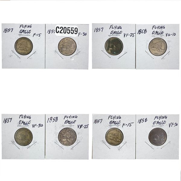 [8 Coins] 1857-1858 Flying Eagle Cent